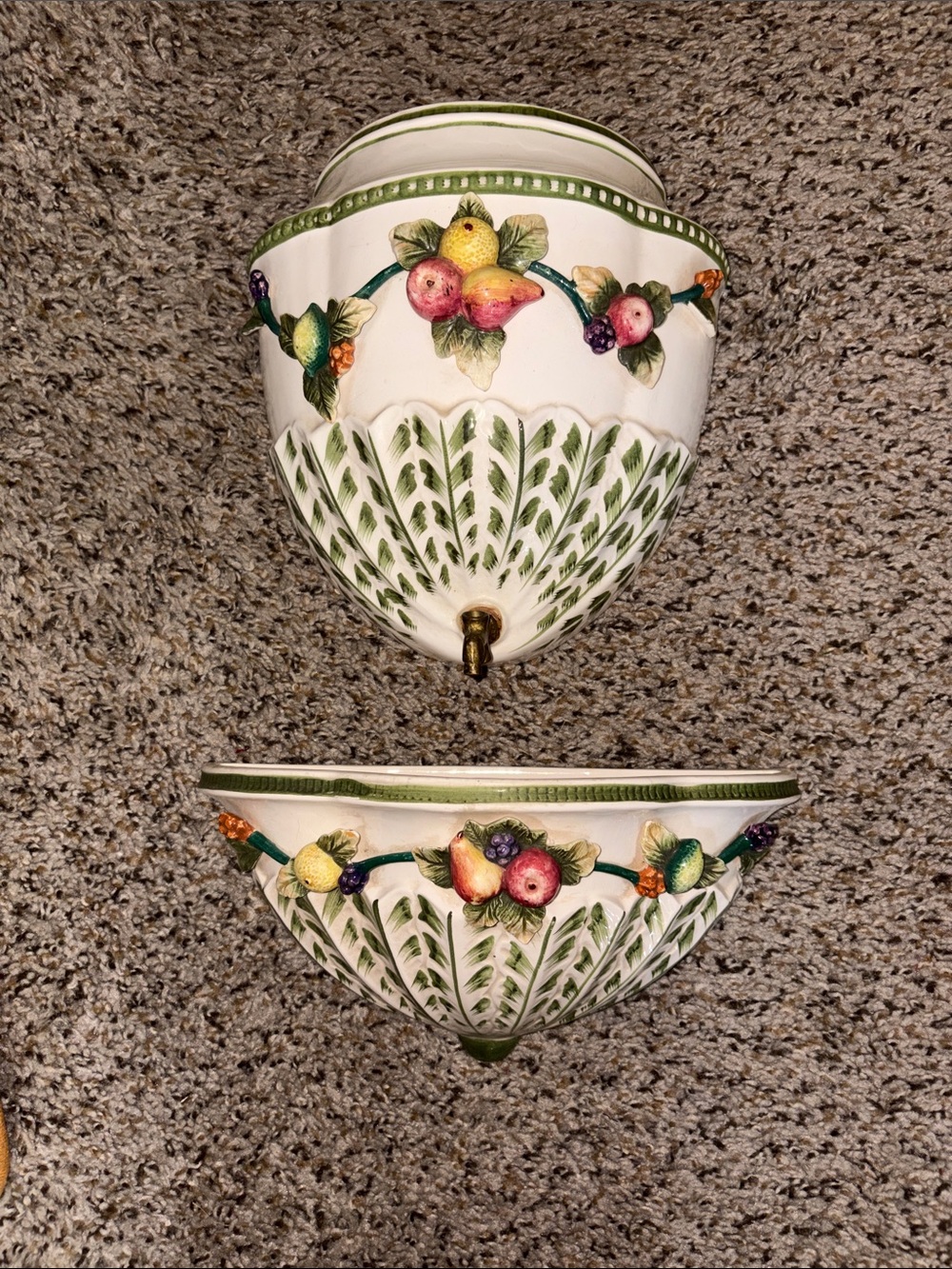 Vintage Andrea Sadek 2-piece wall hanging fountain planter